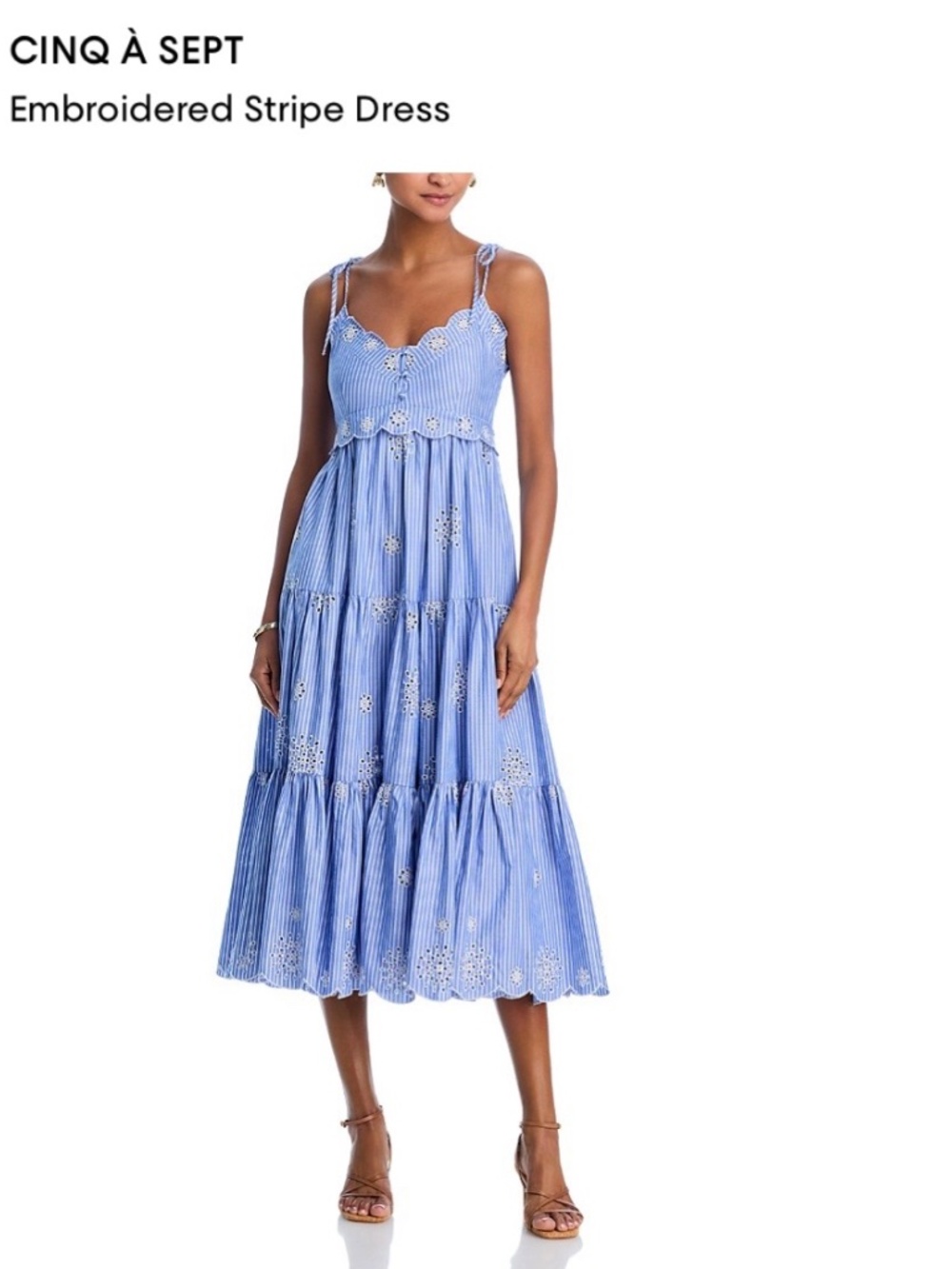 Cinq a Sept Embroidered Stripe Dress
